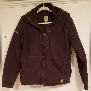 Purple Carhartt FullSwing women's thermal jacket with snap on hood